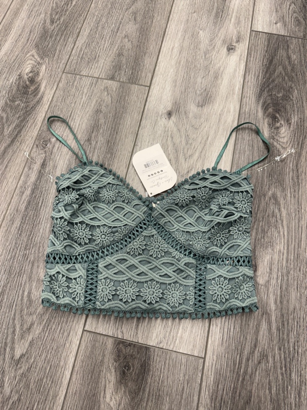 NWT Lace Crochet Bralette Tank Top - Sage Green